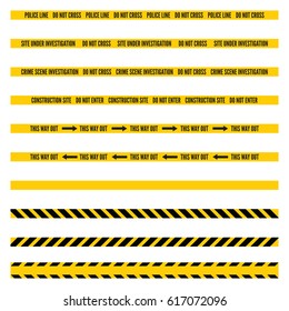 A set of various warning tapes in vector format.