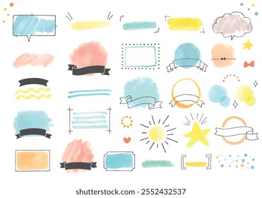 A set of various watercolor style headline designs