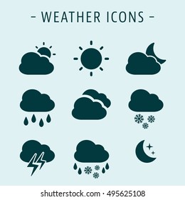 Set of various weather icons. Vector illustration.
