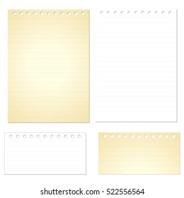 Set of various white vector note papers.