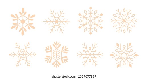 Conjunto de varios copos de nieve de invierno