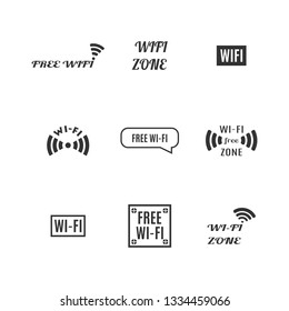Set of various wireless icons isolated on a white background. Flat style, vector illustration.