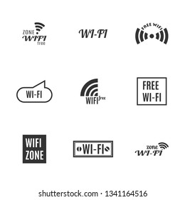 Set of various wireless icons isolated on a white background. Flat style, vector illustration.