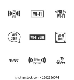 Set of various wireless icons isolated on a white background. Flat style, vector illustration.