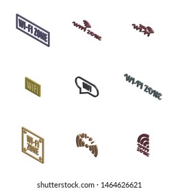 Set of various wireless icons isolated on a white background. 3D isometric style, vector illustration.
