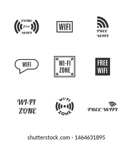 Set of various wireless icons isolated on a white background. Flat style, vector illustration.