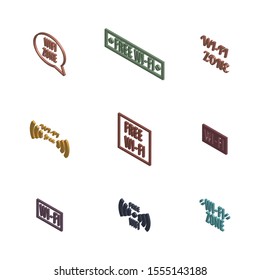 Set of various wireless icons isolated on a white background. 3D isometric style, vector illustration.