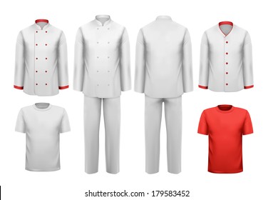 The set of various work clothes. Vector illustration.