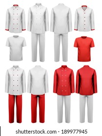 The set of various work clothes. Vector illustration. 