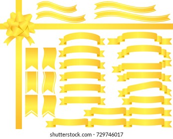 A set of various yellow ribbons, vector illustration.