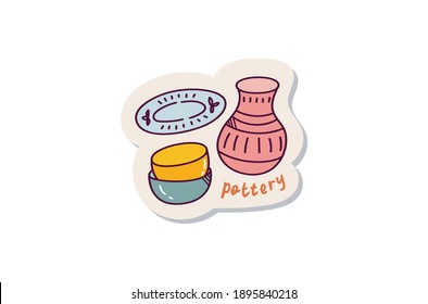 set of vase doodle sticker design