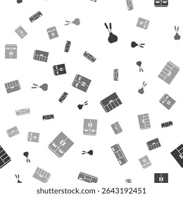 Set Vase, Furniture nightstand, Wardrobe and  on seamless pattern. Vector