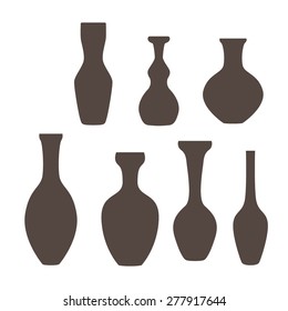 Set of vase icon in gray colors