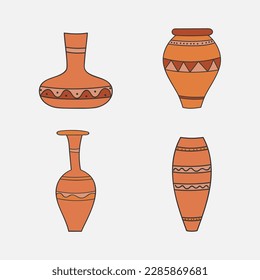 A set of vases with different designs on them