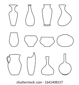 Set Vases Outline Design Jugs Isolated Stock Vector (Royalty Free ...