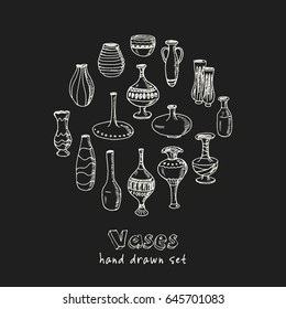 Set with Vases. Vector isolated Illustration on white background for menus, recipes and packages product