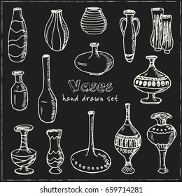 Set with Vases. Vector isolated Illustration on white background for menus, recipes and packages product