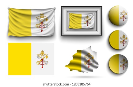 set of vatican flags collection isolated on white