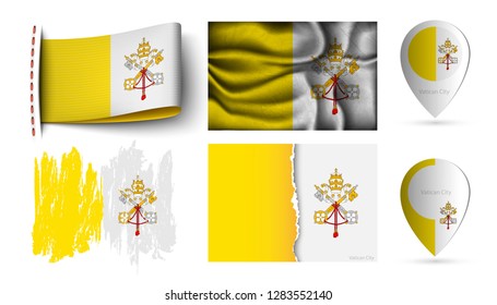 set of vatican flags collection isolated on white