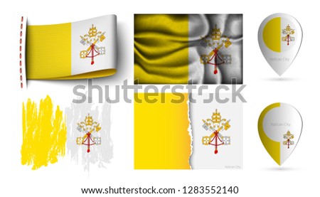 set of vatican flags collection isolated on white