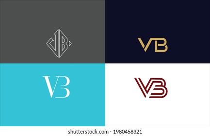 Set Of VB ,BV Abstract Letters Logo monogram