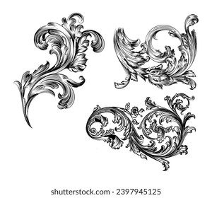 Set of vctor decorative ornaments in vintage style	
