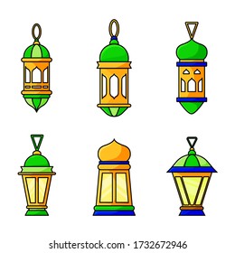set of vecotr lantern islam - muslim lamp celebrate holy ramadan