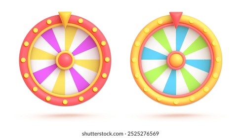 Definir ícone de vetor 3d isolado no fundo branco. Ícone Jogo. Roda da sorte, roleta. Ilustração vetorial para cartão postal, ícones, cartaz, banner, web, design, artes