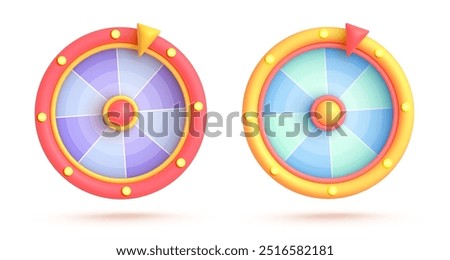 Set vector 3d icon isolated on white background. Game icon. Wheel of fortune, roulette. Vector illustration for postcard, icons, poster, banner, web, design, arts