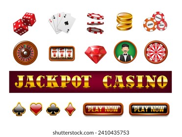 Set of vector 3D icons for casino. Elements for user interface design.