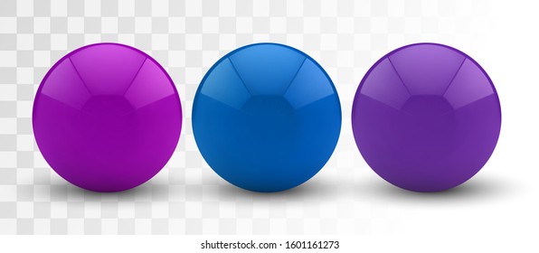 set of vector 3d spheres on a colored background