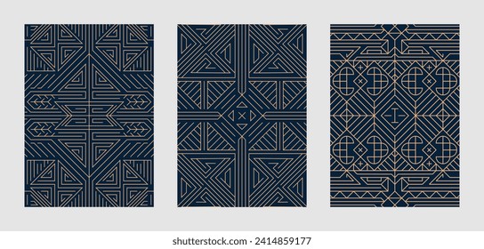 Set of vector A4 art deco textures for flyers, posters, brochures, magazine, package, product, poster, wallpapers, and other.