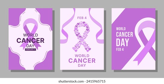 Set of vector A4 size world cancer day design.