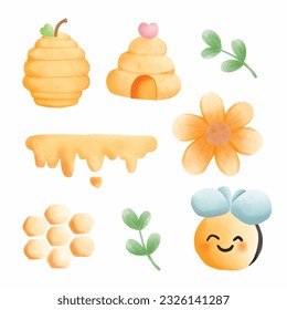 set Vector about Honey bee vector illustration