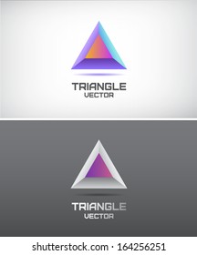 set of vector abstract 3d colorful triangle puple modern icons, logos for company, identity