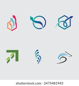 set of vector abstract arrow logo, icon isolated. Point logo, web abstract, direction, geometric triangles logo