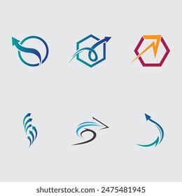 set of vector abstract arrow logo, icon isolated. Point logo, web abstract, direction, geometric triangles logo