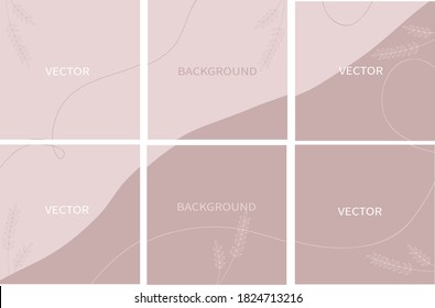 Set of vector abstract background with copy space for text. Design for social media, insta story, card, invitation, feed post. Doodle style. Instagram square flyer banner