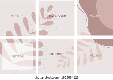 Set of vector abstract background with copy space for text. Design for social media, insta story, card, invitation, feed post. Doodle style. Instagram square flyer.