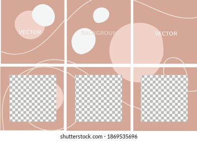 Set of vector abstract background with copy space for text. Design for social media, insta story, card, feed post. square flyer banner