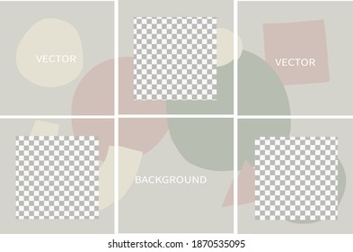 Set of vector abstract background with copy space for text. Design for social media, story, card, feed post. square flyer banner
