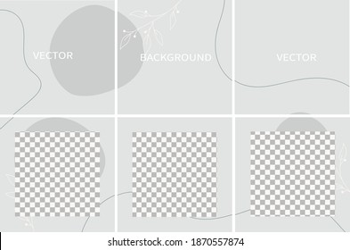 Set of vector abstract background with copy space for text. Design for social media, story, card, feed post. square flyer banner