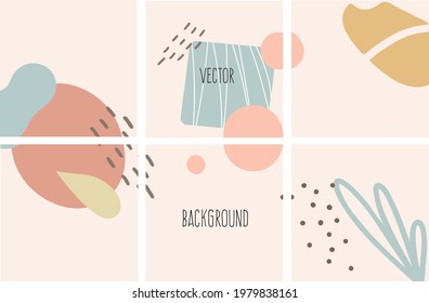 Set of vector abstract background with copy space for text. Design for social media, card, feed post. Doodle style. Square flyer banner