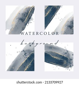 Set of vector abstract background with copy space for text. Design for social media, post, card, invitation, feed post with watercolor. Square flyer banner.