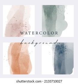 Set of vector abstract background with copy space for text. Design for social media, post, card, invitation, feed post with watercolor. Square flyer banner.