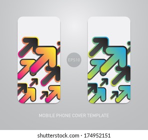 Set of vector abstract background covers / cases for smartphones. Arrows pattern design, clean and modern style