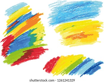 Set of vector abstract backgrounds. Colorful oil pastel hand drawing abstract backgrounds. 
