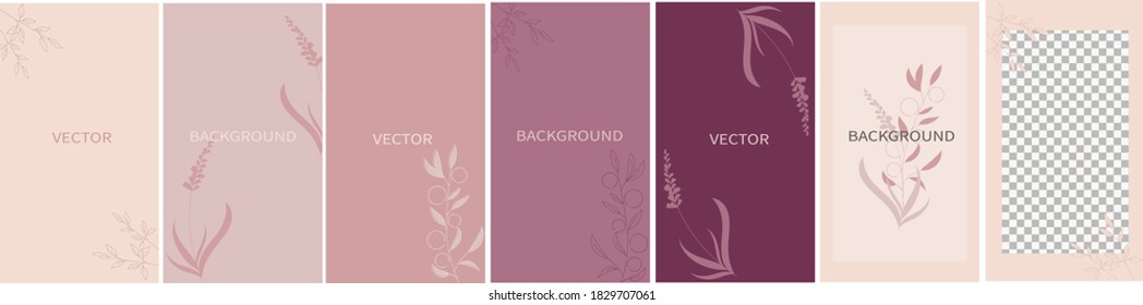 Set of vector abstract backgrounds with copy space for text. Design for social media, story, card, invitation, feed post. Doodle style.