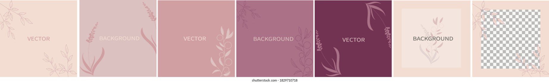 Set of vector abstract backgrounds with copy space for text.Suitable for social media posts, mobile apps, banners design and web/internet. Doodle style. square flyer.