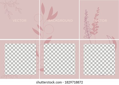 Set of vector abstract backgrounds with copy space for text.Suitable for social media posts, mobile apps, banners design and web/internet. Doodle style. square flyer.